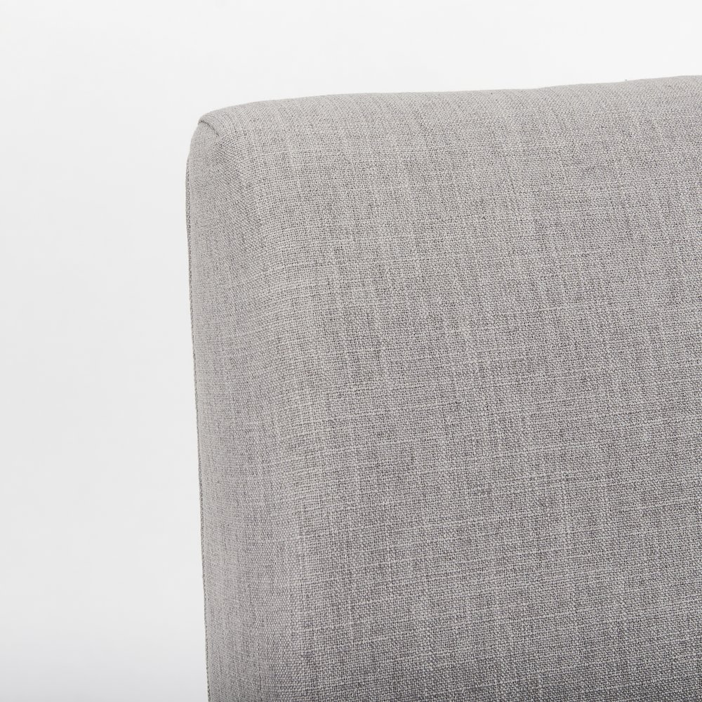 Grey Fabric Wrap Brown Wooden Frame Dining Chair. Picture 2