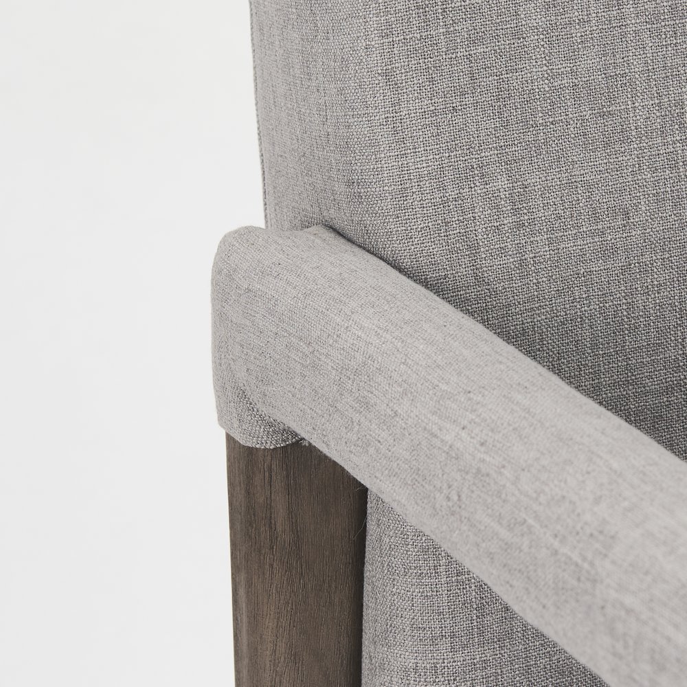 Grey Fabric Wrap Brown Wooden Frame Dining Chair. Picture 3