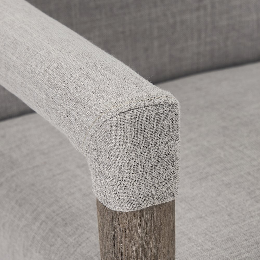 Grey Fabric Wrap Brown Wooden Frame Dining Chair. Picture 4