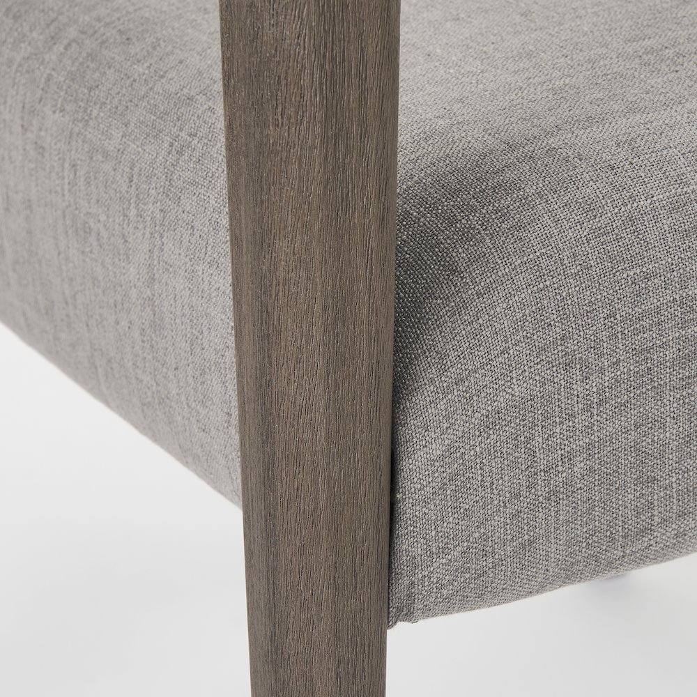Grey Fabric Wrap Brown Wooden Frame Dining Chair. Picture 5