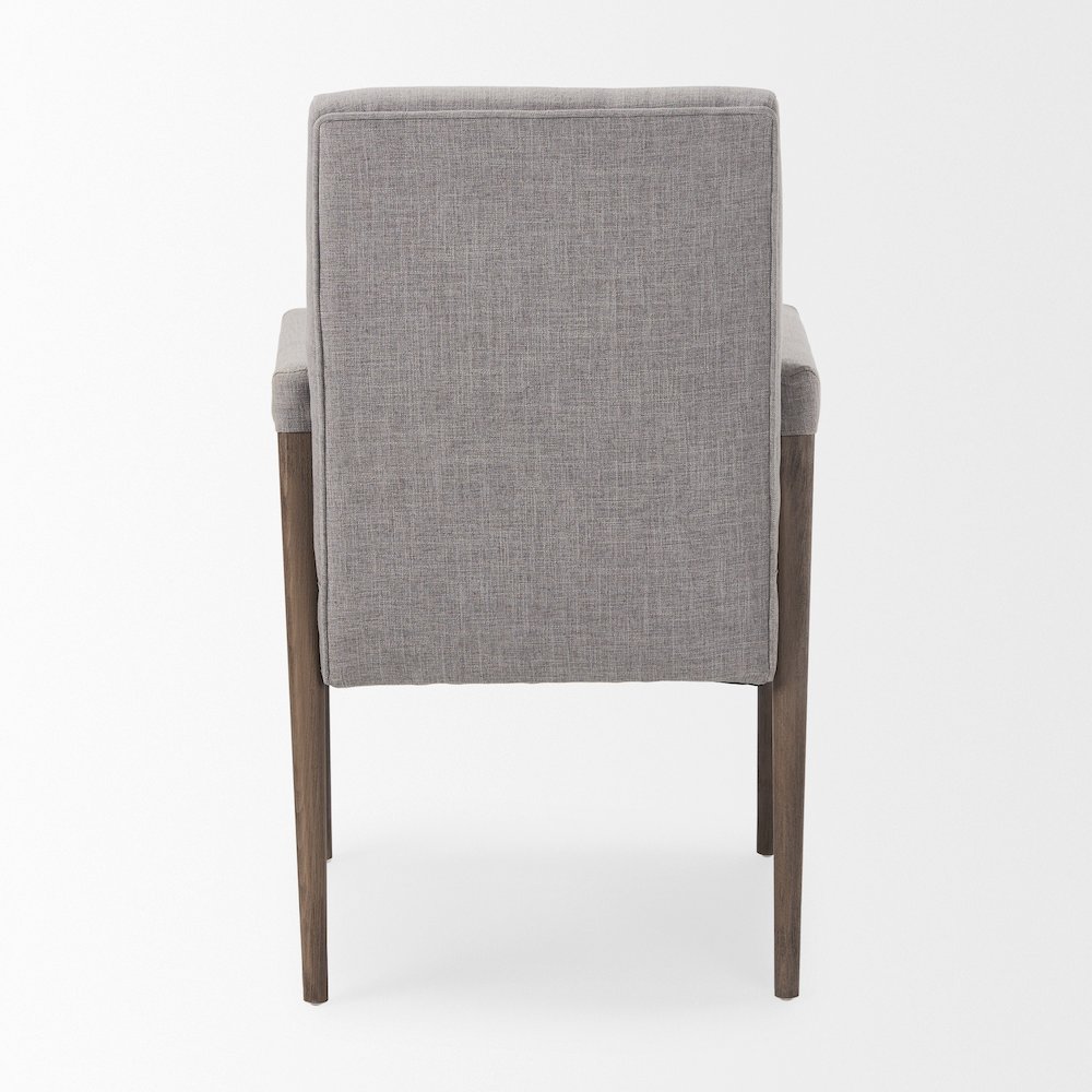 Grey Fabric Wrap Brown Wooden Frame Dining Chair. Picture 12