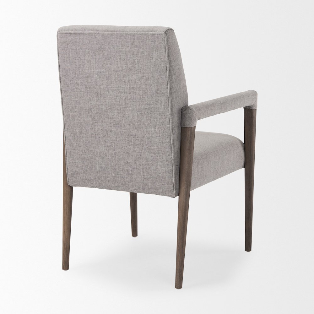 Grey Fabric Wrap Brown Wooden Frame Dining Chair. Picture 13