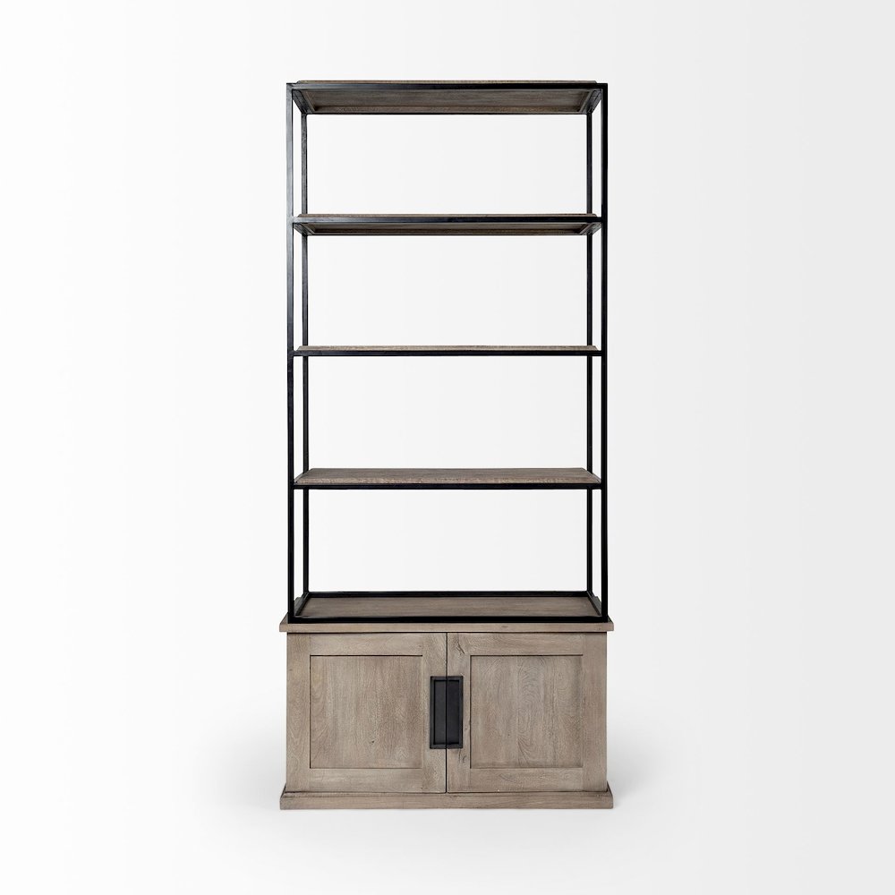 Light Brown Wood And Iron Three Shelf Shelving Unit 41.5L X 18.5W X 9. Picture 4