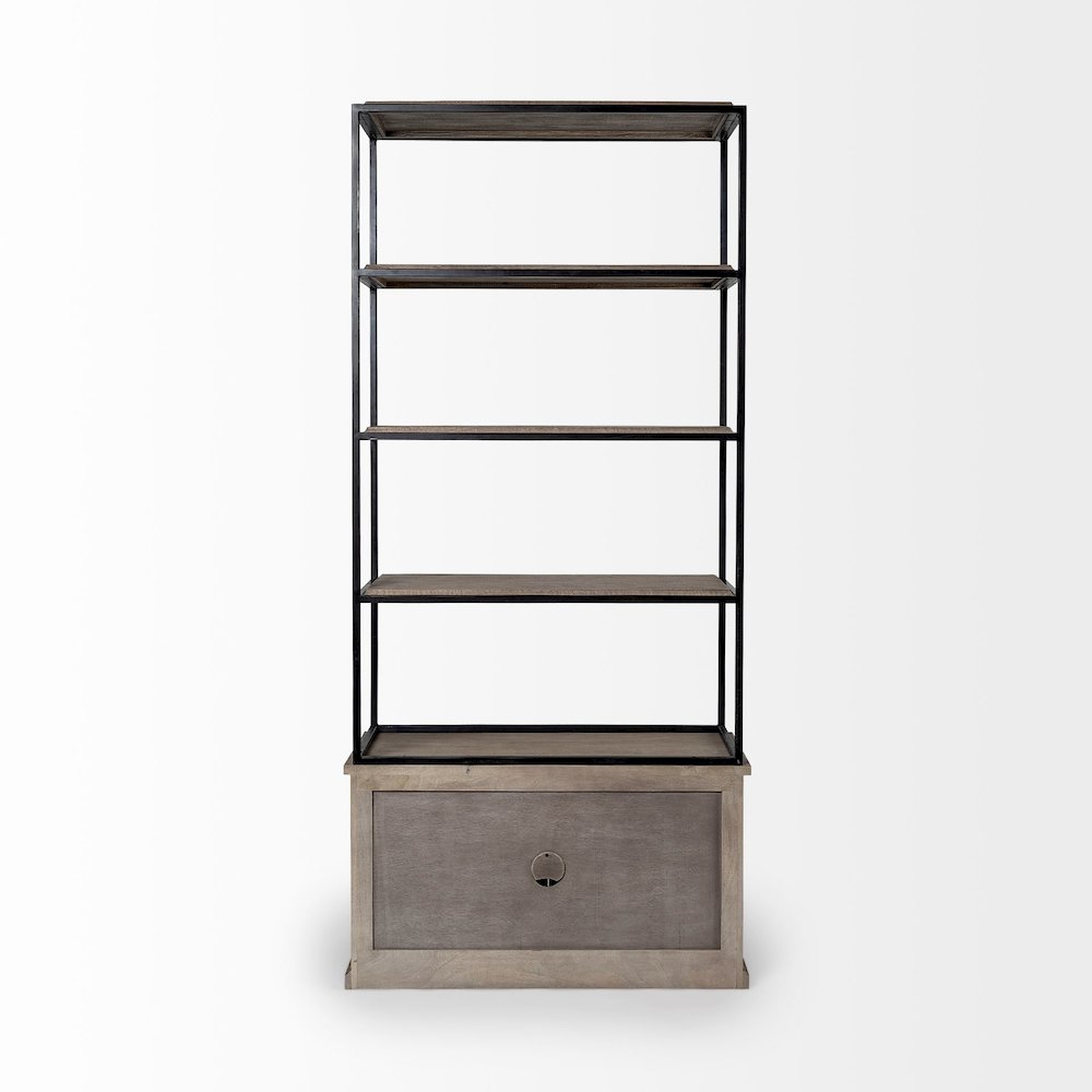 Light Brown Wood And Iron Three Shelf Shelving Unit 41.5L X 18.5W X 9. Picture 6