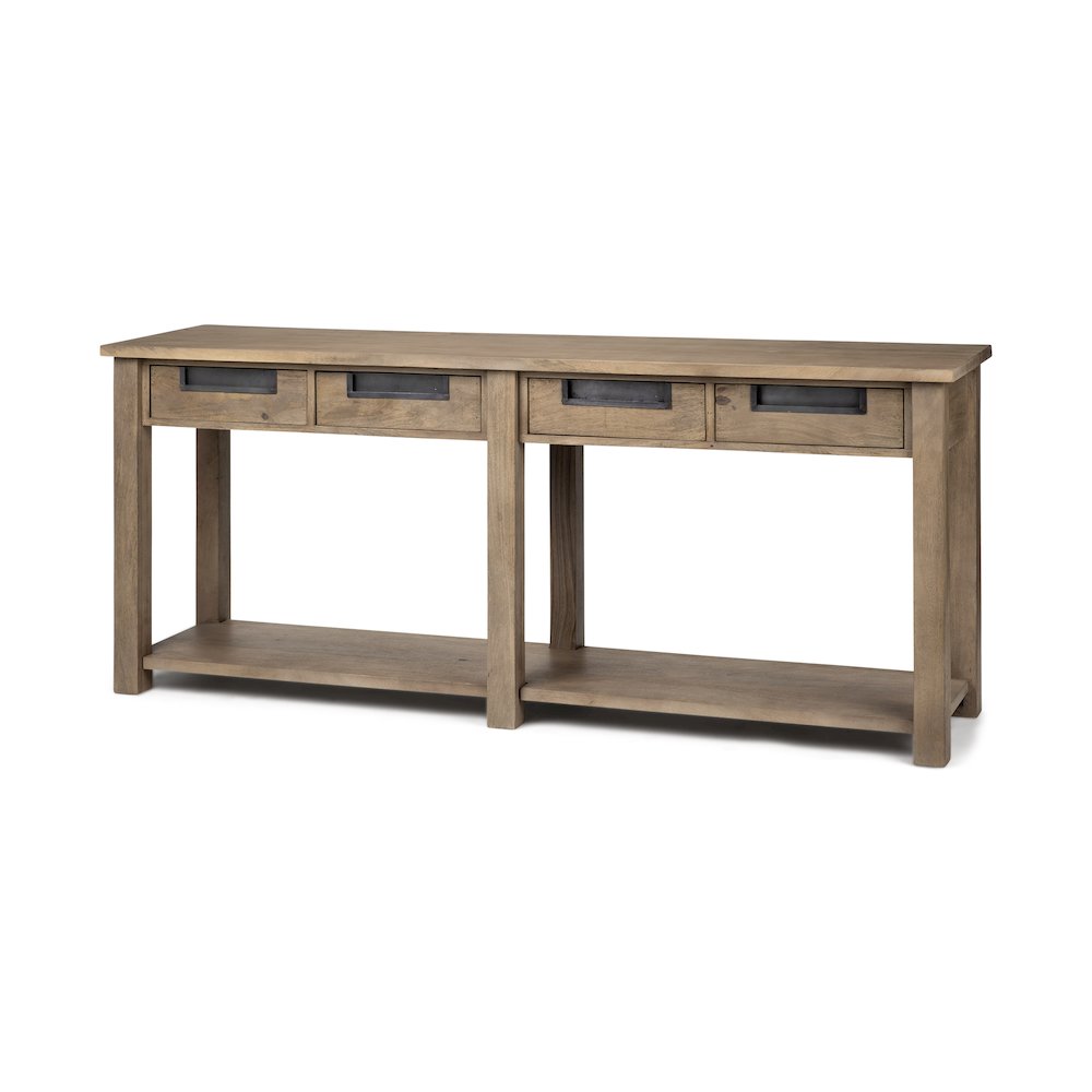 I72L X 18W Brown Wood 4 Drawer Console Table. Picture 1