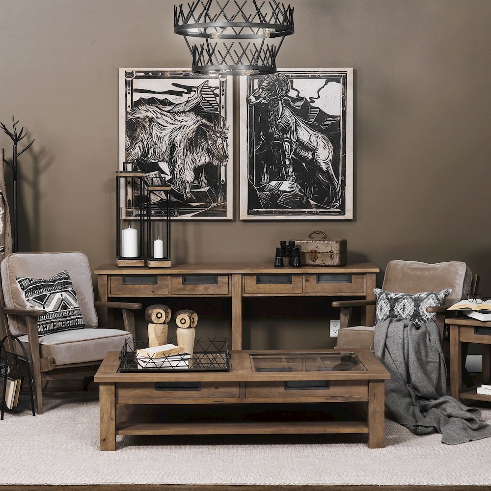 I72L X 18W Brown Wood 4 Drawer Console Table. Picture 2