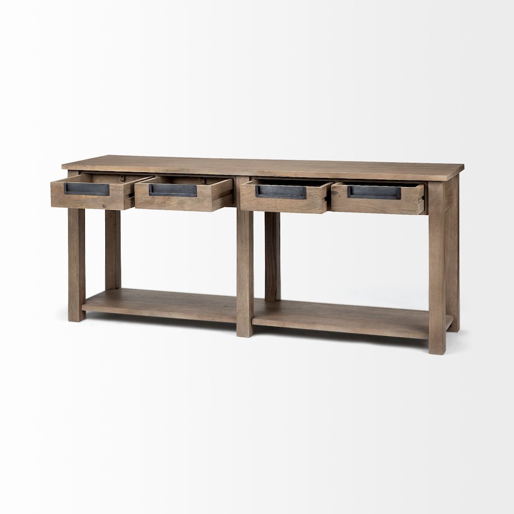 I72L X 18W Brown Wood 4 Drawer Console Table. Picture 6