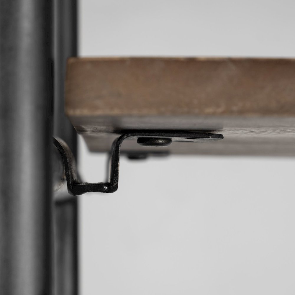 Medium Brown Wood And Metal Multi-Shelf Shelving Unit. Picture 9