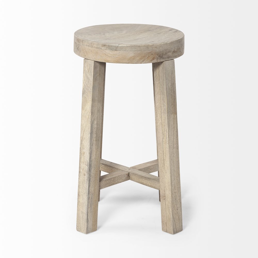 26" Total Height White Washed Wood Stool. Picture 5