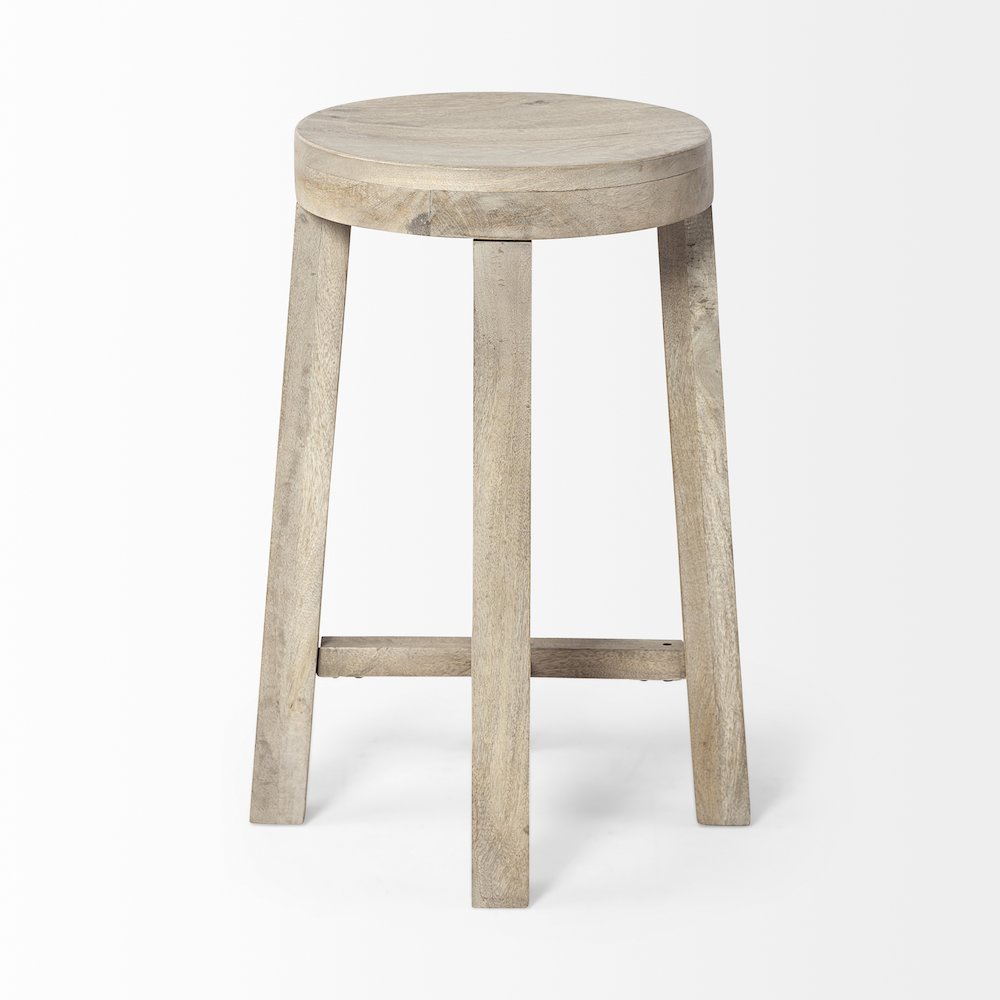 26" Total Height White Washed Wood Stool. Picture 6