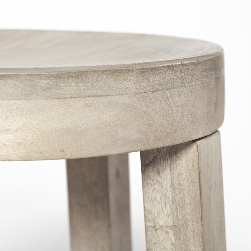26" Total Height White Washed Wood Stool. Picture 7