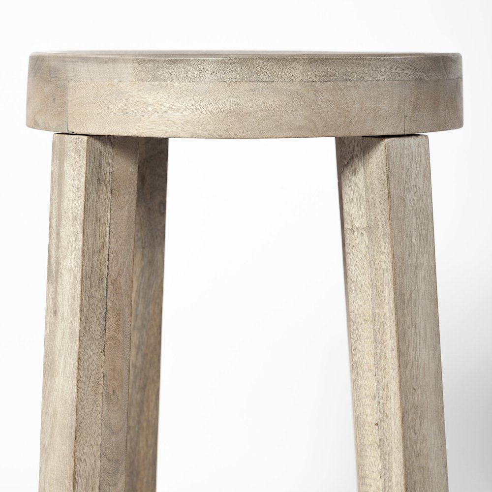 26" Total Height White Washed Wood Stool. Picture 8