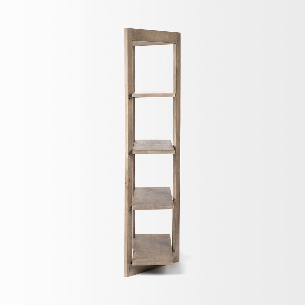 Light Brown Wood Four Shelf Shelving Unit. Picture 7