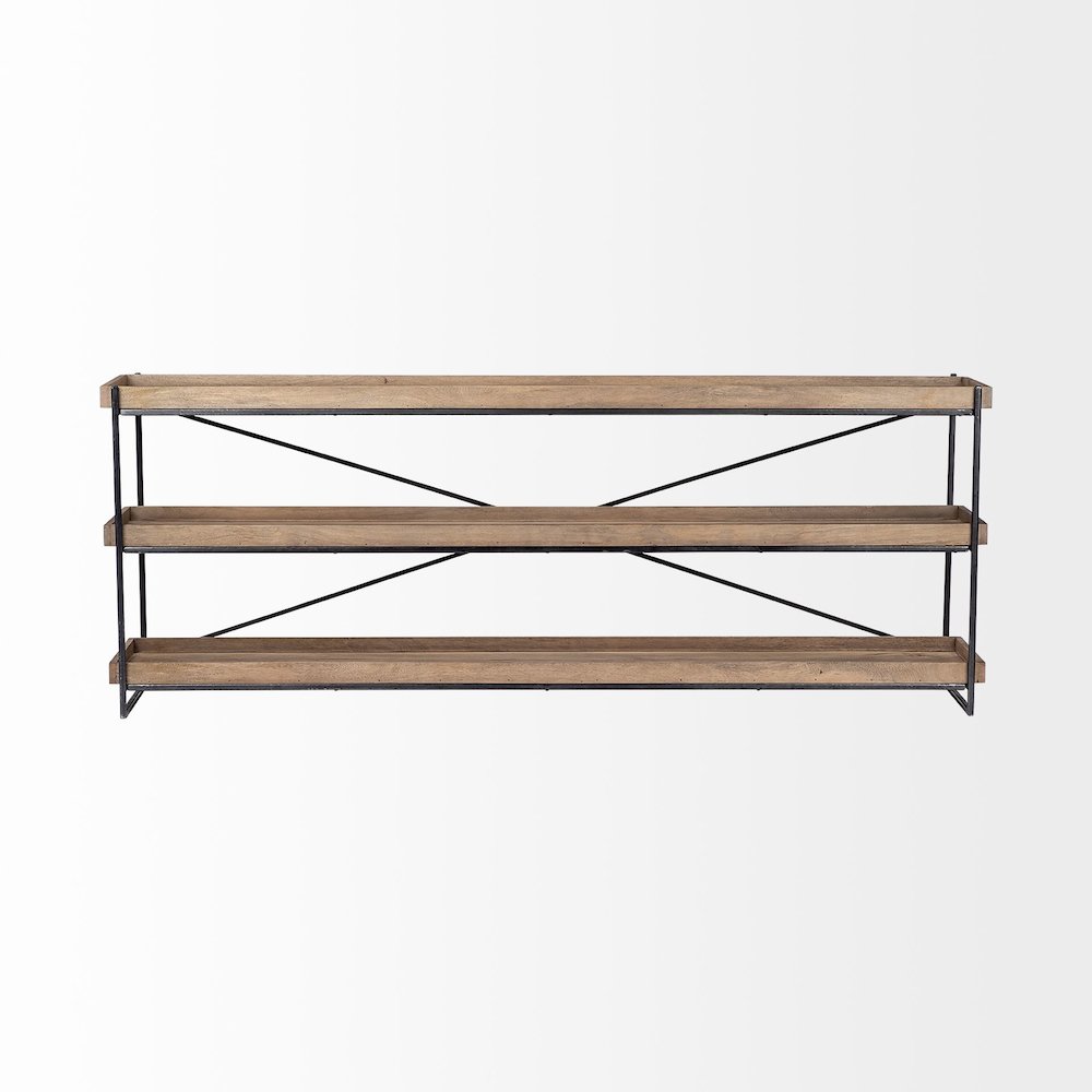 80L X 16W Brown Wood And Black Iron Console Table. Picture 7