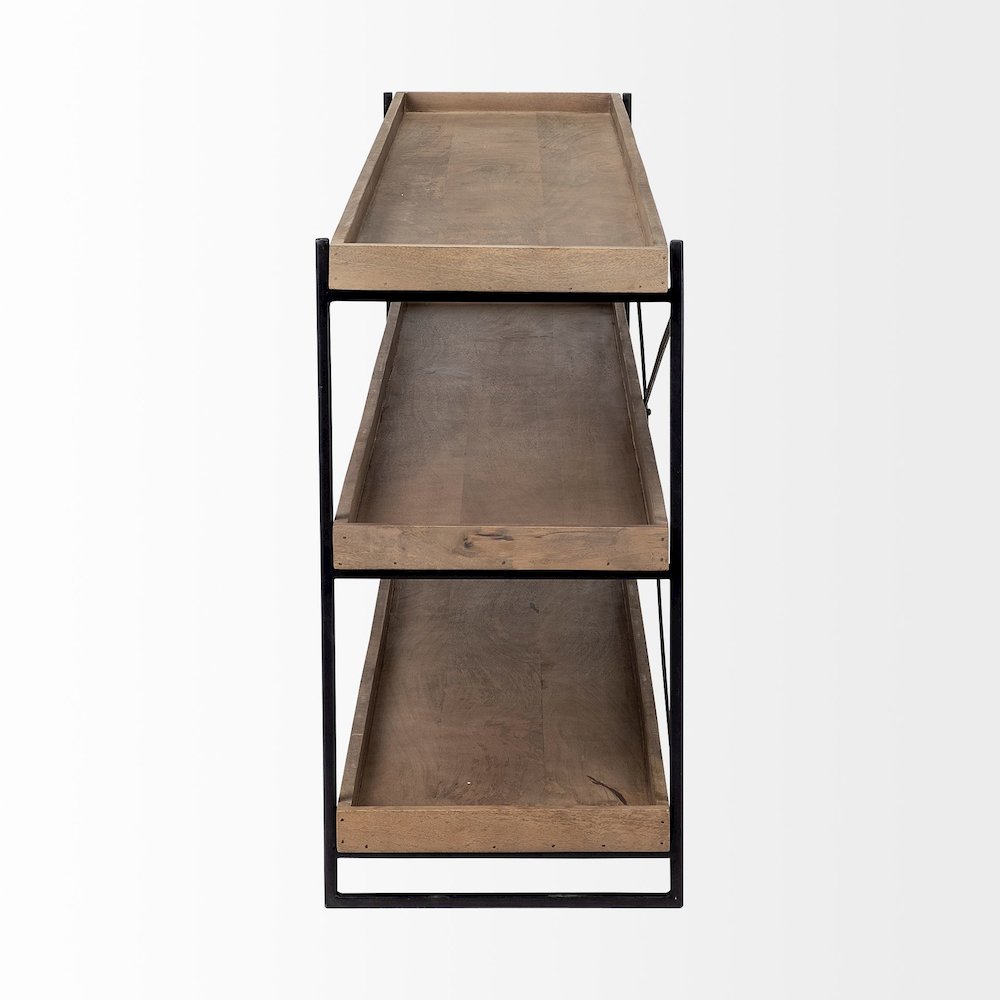 80L X 16W Brown Wood And Black Iron Console Table. Picture 8