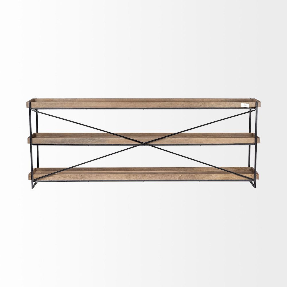 80L X 16W Brown Wood And Black Iron Console Table. Picture 9