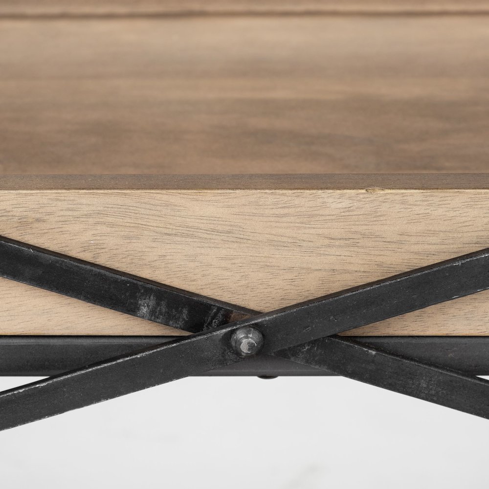 80L X 16W Brown Wood And Black Iron Console Table. Picture 10