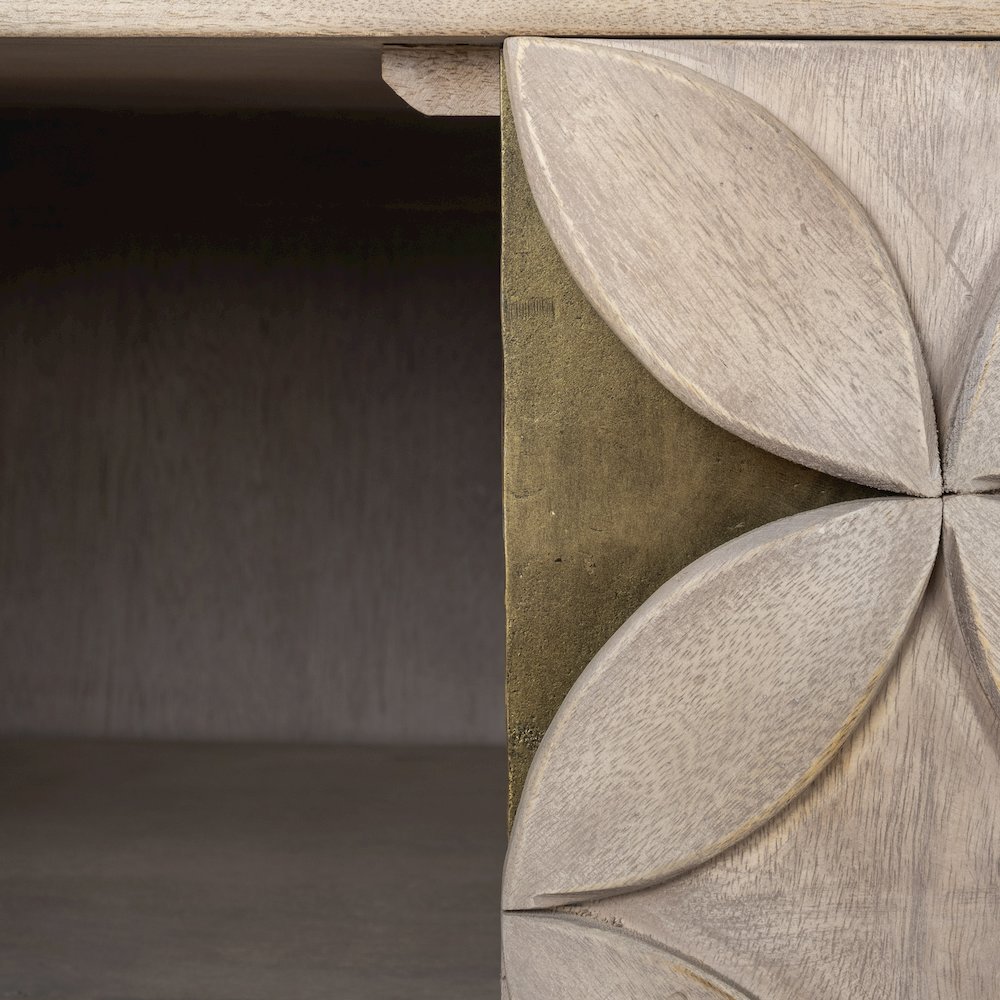 Excelsior (72x18.3) Solid Wood Gold Metal Base 4 Cabinet Door SideBoard. Picture 7