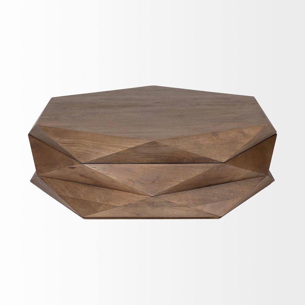 Hexagonal Hinged Solid Wood Top And Base Coffee Table. Picture 4