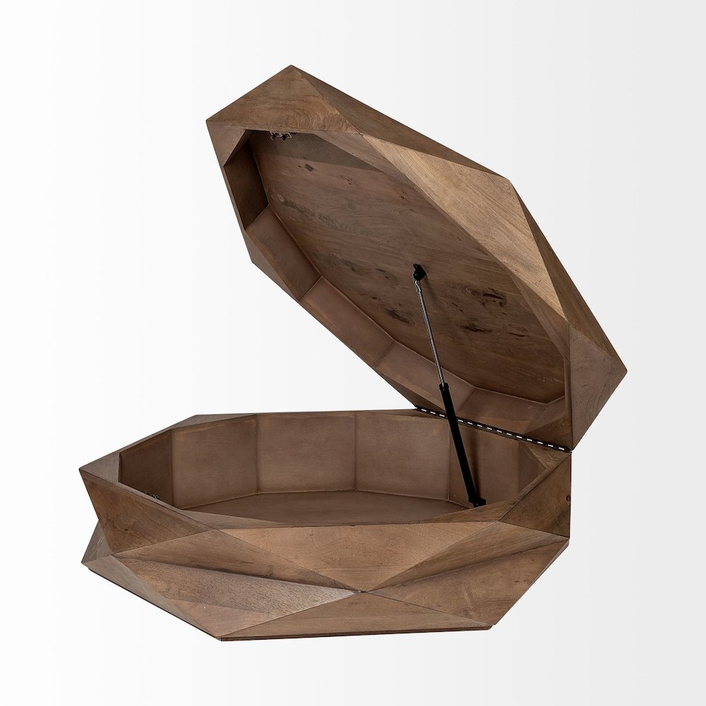 Hexagonal Hinged Solid Wood Top And Base Coffee Table. Picture 5