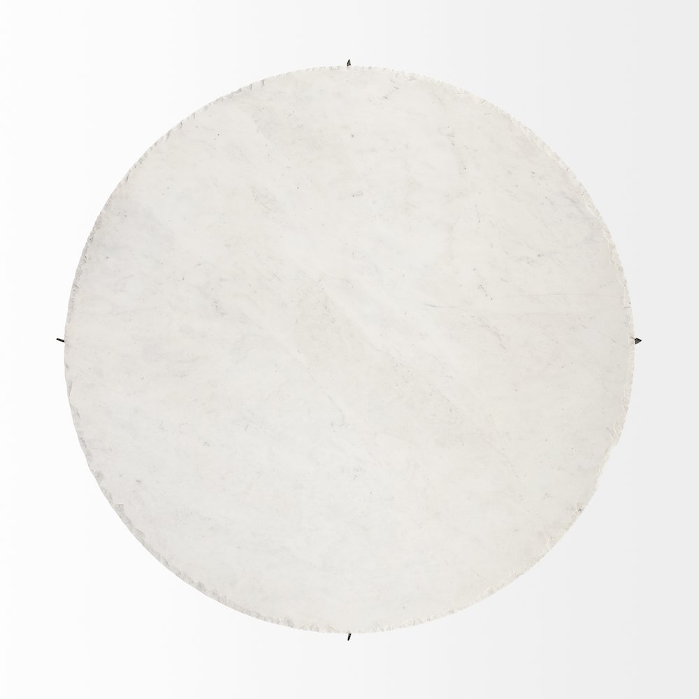 49" Round White Marble Top Gold Metal Base Coffee Table. Picture 2