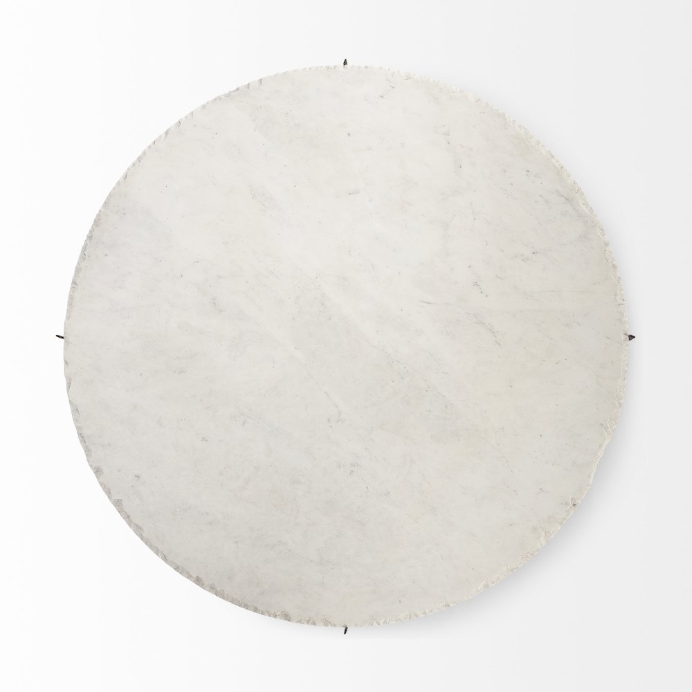 49" Round White Marble Top Gold Metal Base Coffee Table. Picture 3