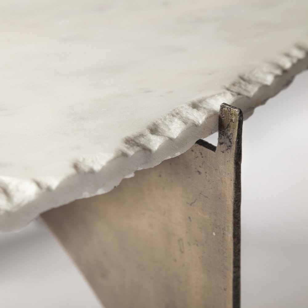 49" Round White Marble Top Gold Metal Base Coffee Table. Picture 12