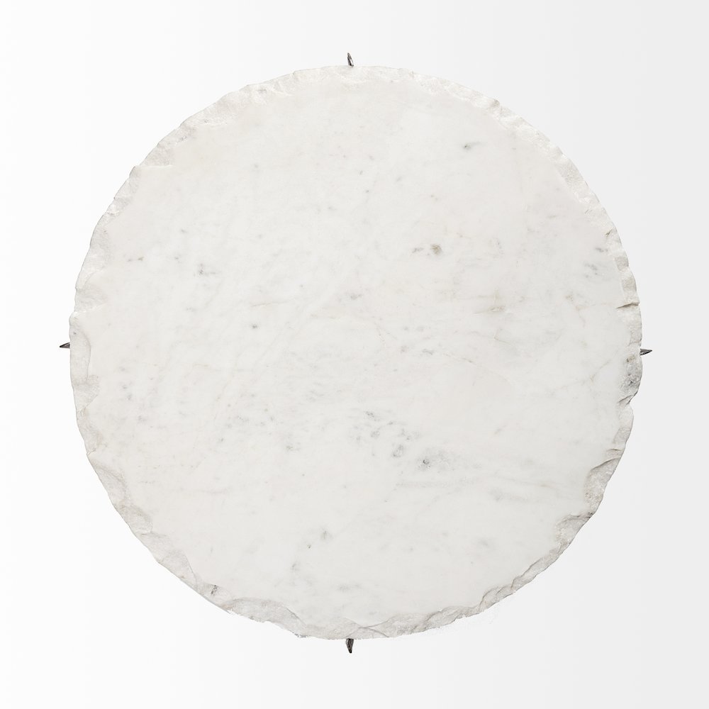 21L X 21W X 21H Round Live-Edge Marble Top And Gold Metal Base Side/End Table. Picture 8