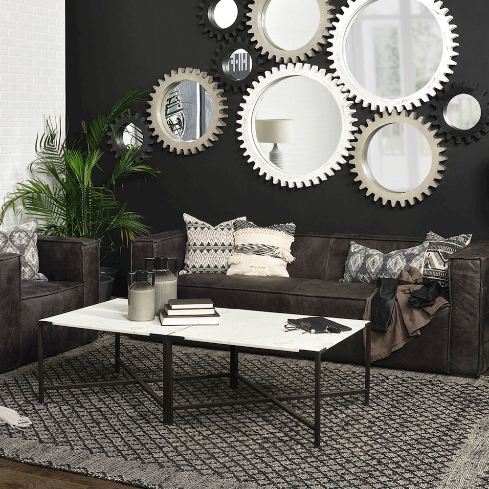 30X30 White Marble Top Black Metal Base Coffee Table. Picture 4