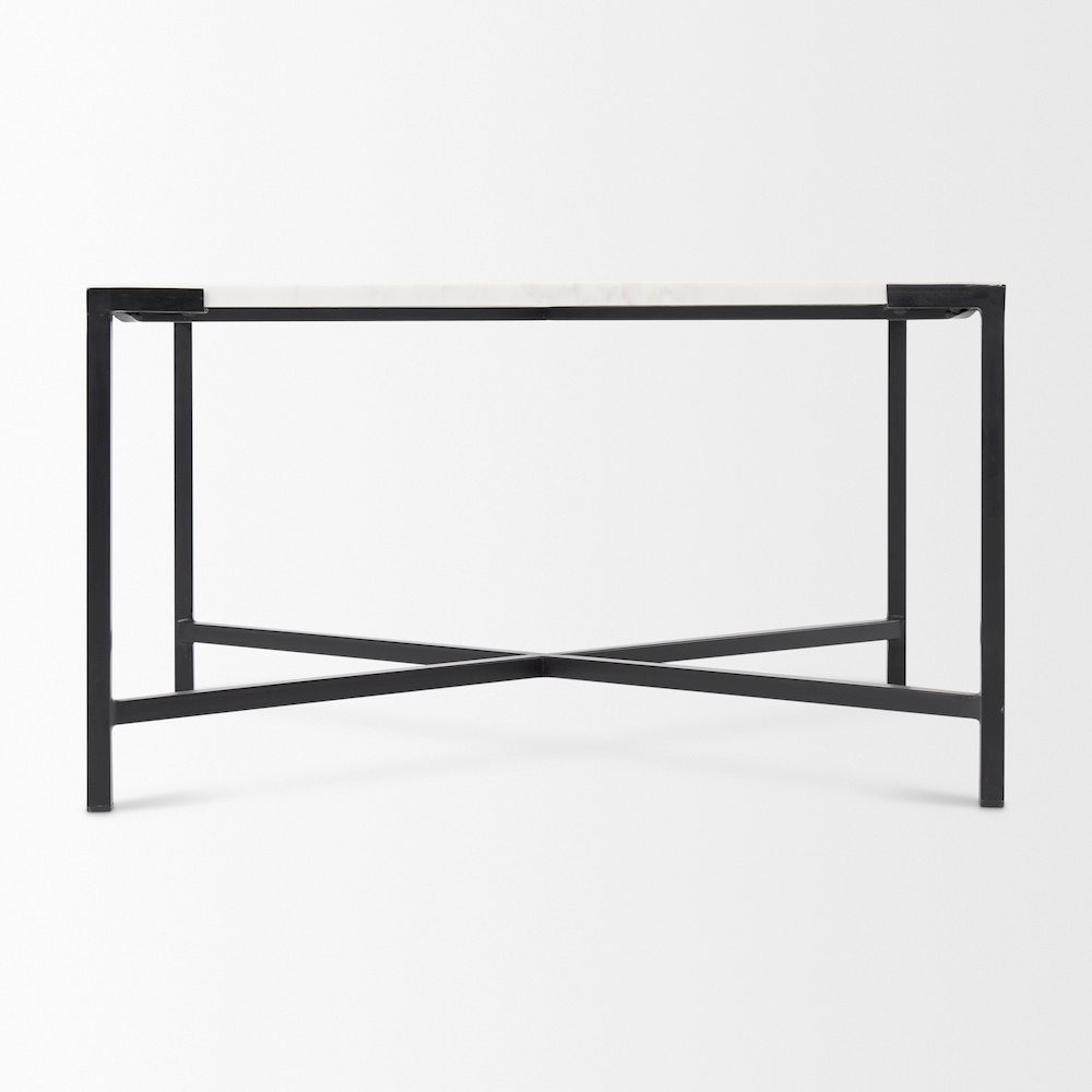 30X30 White Marble Top Black Metal Base Coffee Table. Picture 8