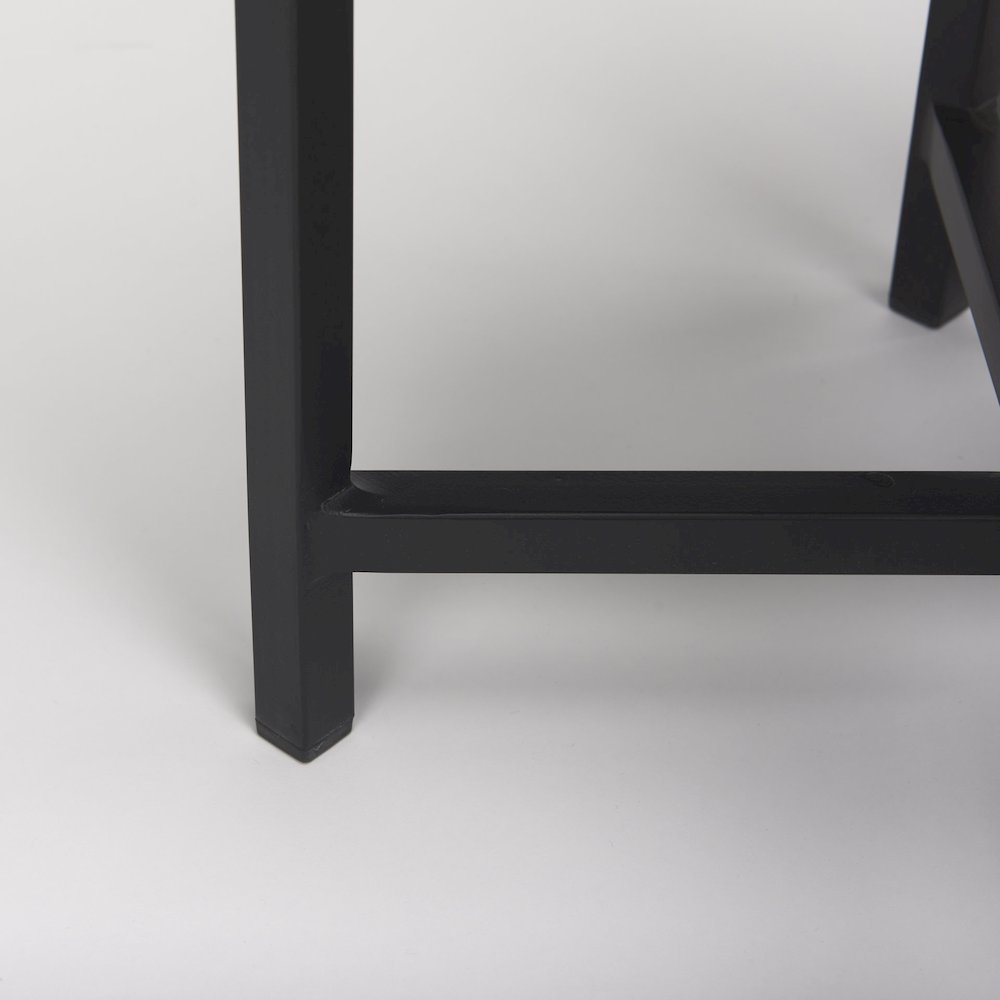 (Set Of 2) 15L X 15W; 12L X 12W White Marbleblack Iron Frame Accent Tables. Picture 6