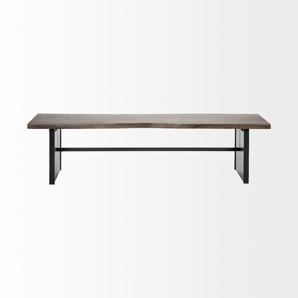 70L X 17W Brown Live-Edge Wooden Dining Bench. Picture 3