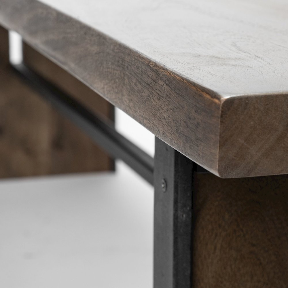 70L X 17W Brown Live-Edge Wooden Dining Bench. Picture 5
