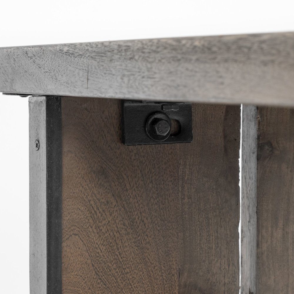 70L X 17W Brown Live-Edge Wooden Dining Bench. Picture 6