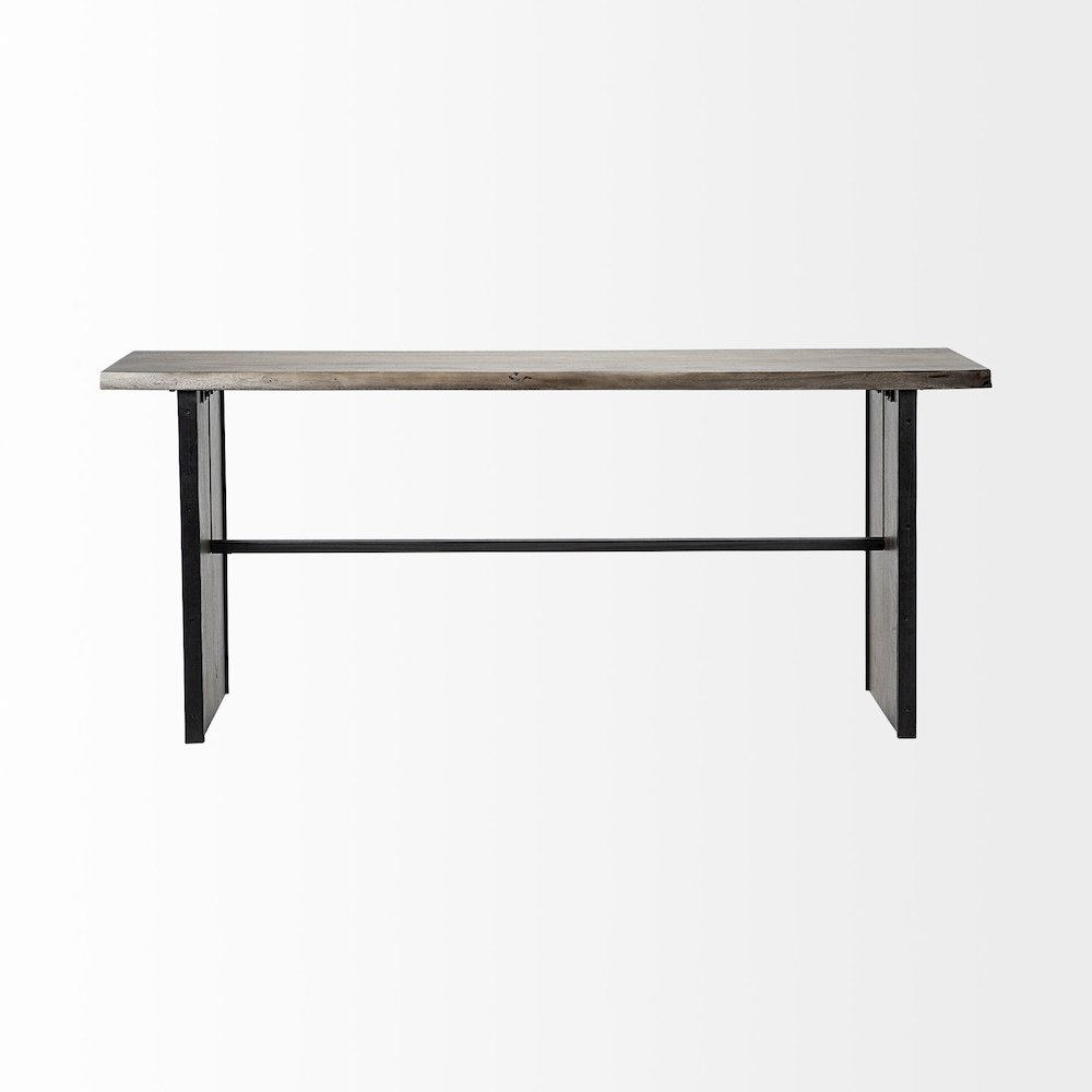 Live-Edge Wooden Brown Console Table. Picture 3