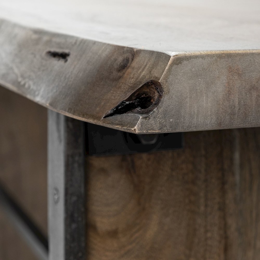 Live-Edge Wooden Brown Console Table. Picture 5