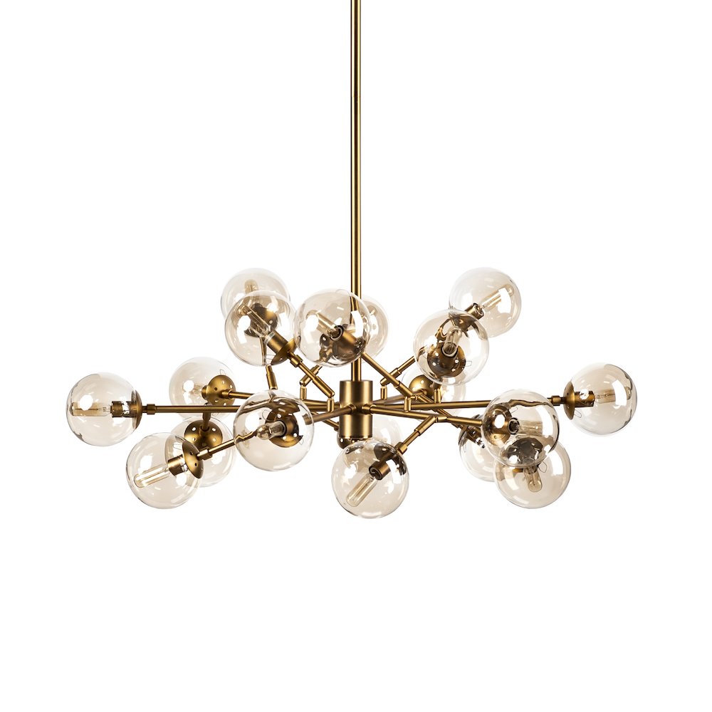 Glass Globe And Gold Metal Chandelier. Picture 1