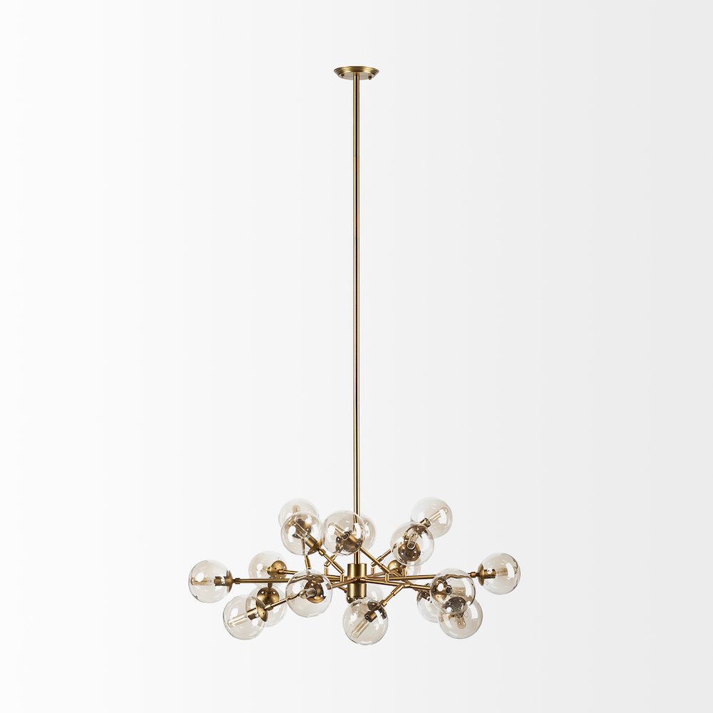 Glass Globe And Gold Metal Chandelier. Picture 3