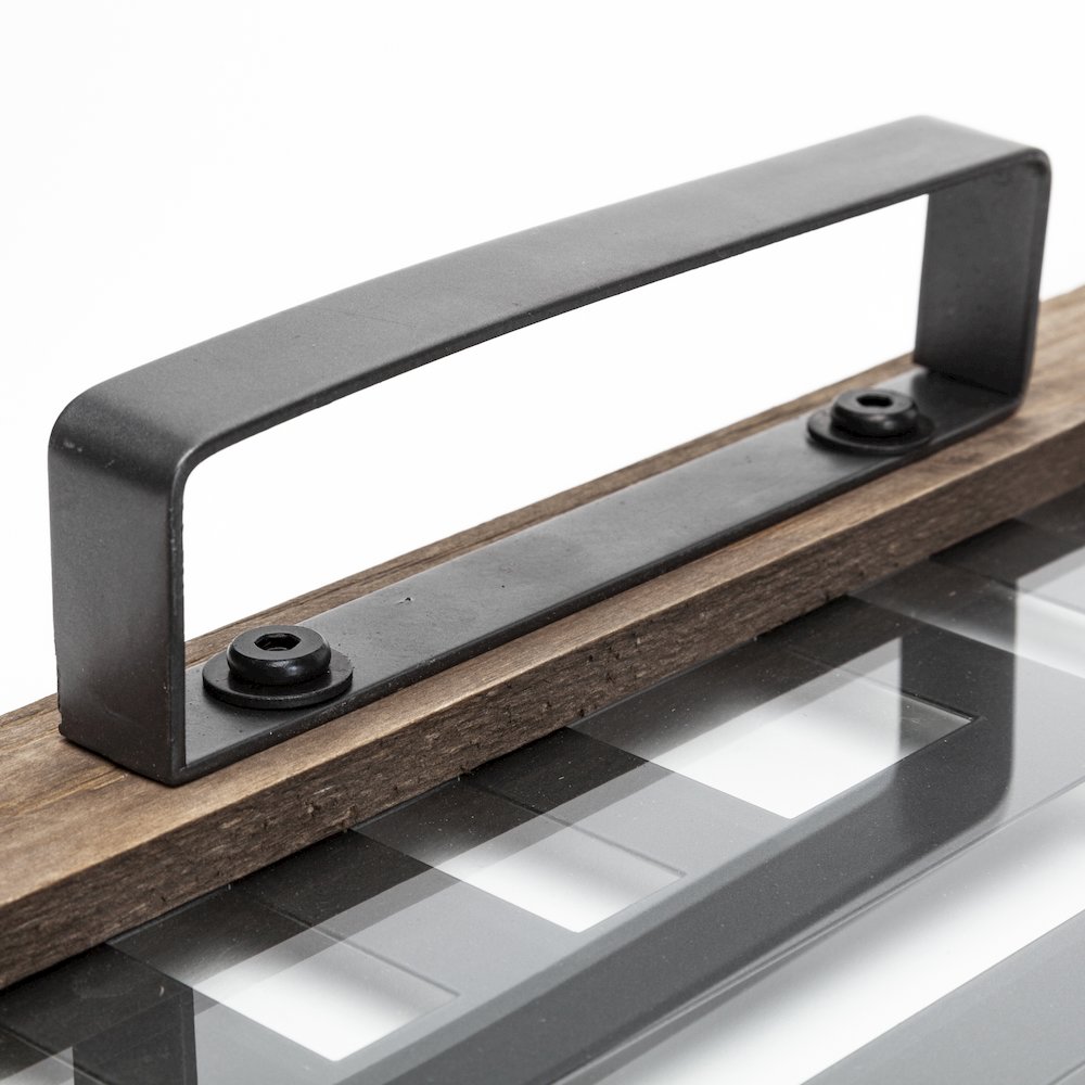 Fantuz 32L x 16W Gray Metal, Wood and Glass Serving Tray. Picture 5