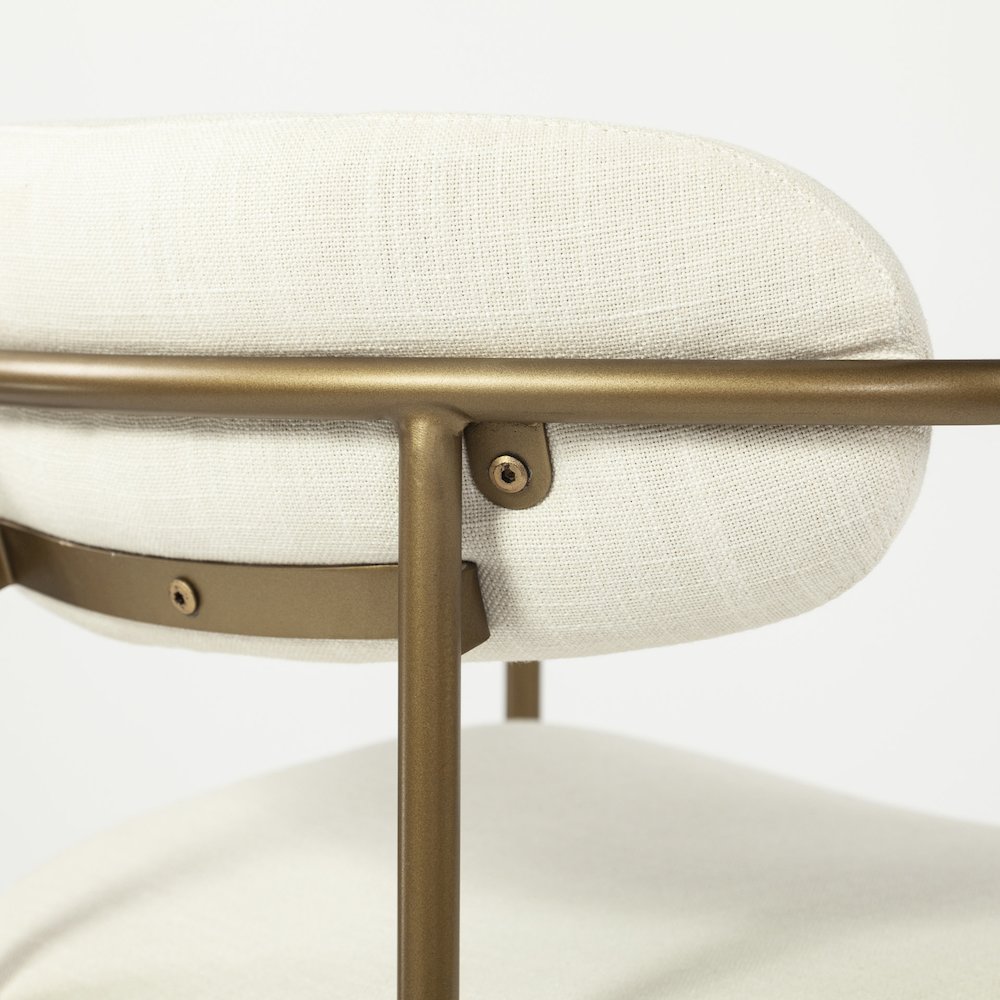 Cream Fabric Seat Gold Metal Frame Dining Chair. Picture 3