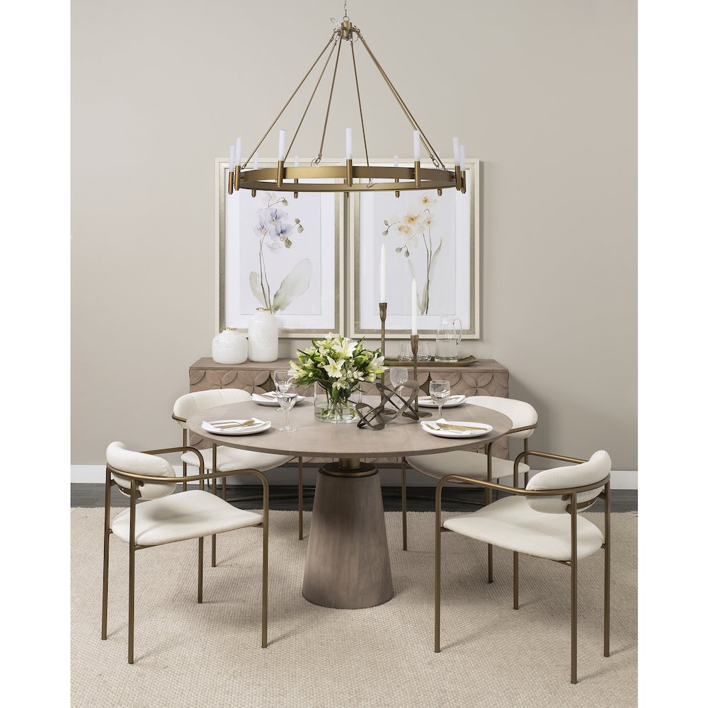 Cream Fabric Seat Gold Metal Frame Dining Chair. Picture 6