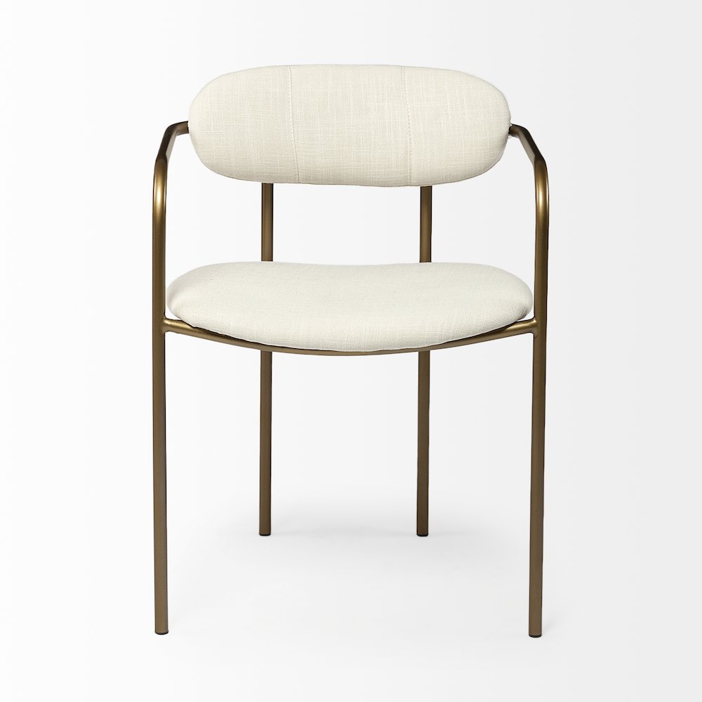Cream Fabric Seat Gold Metal Frame Dining Chair. Picture 9