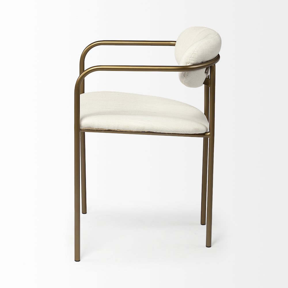 Cream Fabric Seat Gold Metal Frame Dining Chair. Picture 10
