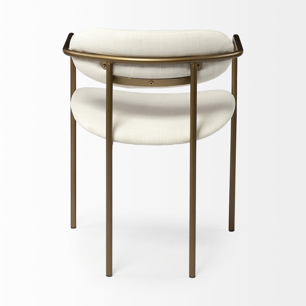Cream Fabric Seat Gold Metal Frame Dining Chair. Picture 11