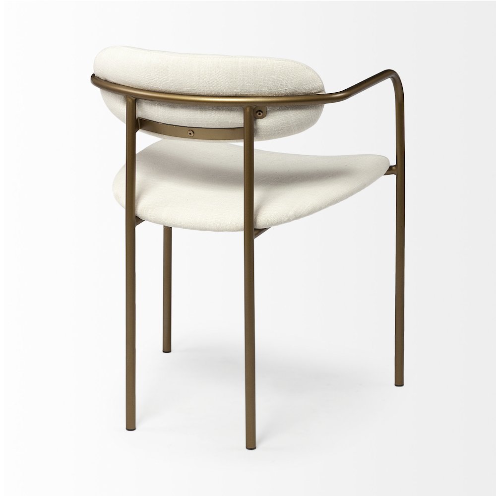 Cream Fabric Seat Gold Metal Frame Dining Chair. Picture 12