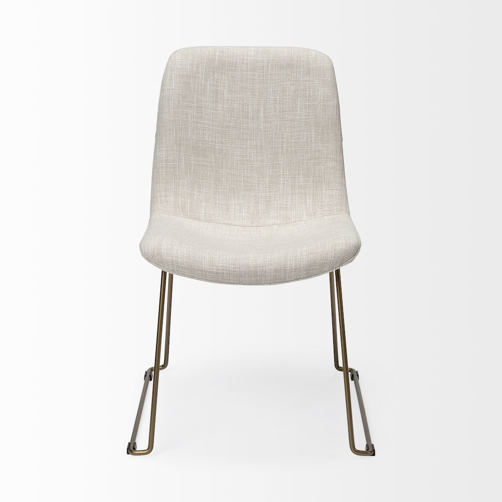 Beige Fabric Seat Gold Metal Frame Dining Chair. Picture 4