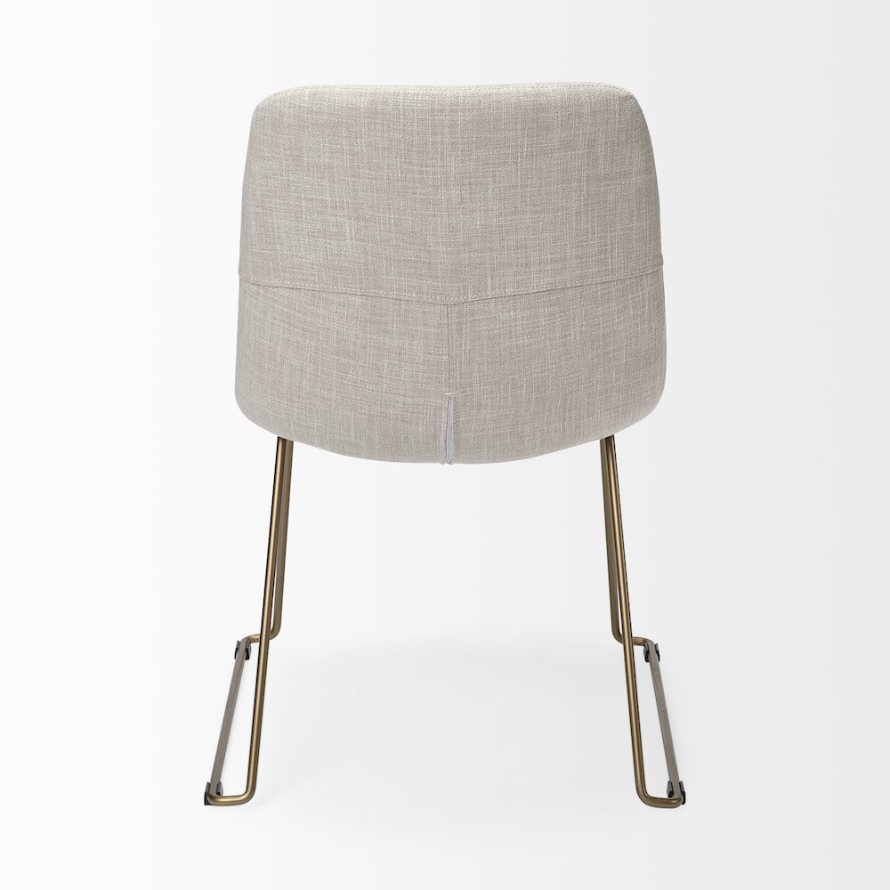 Beige Fabric Seat Gold Metal Frame Dining Chair. Picture 6