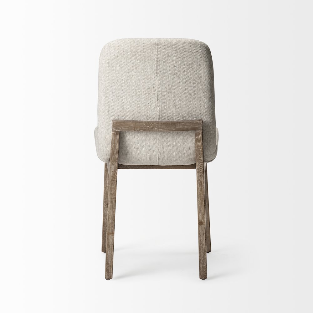 Diamond Tuffed Cream Fabric Wrap Brown Wood Base Dining Chair. Picture 5