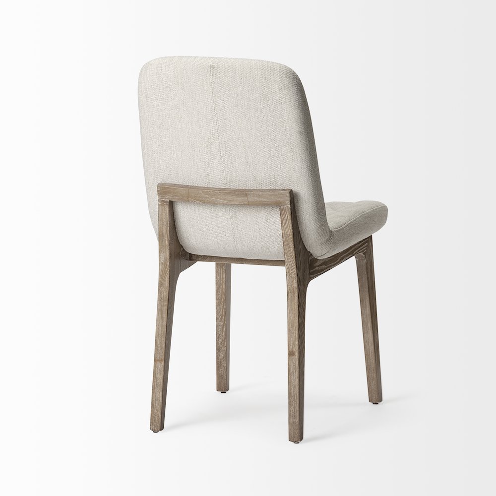 Diamond Tuffed Cream Fabric Wrap Brown Wood Base Dining Chair. Picture 6