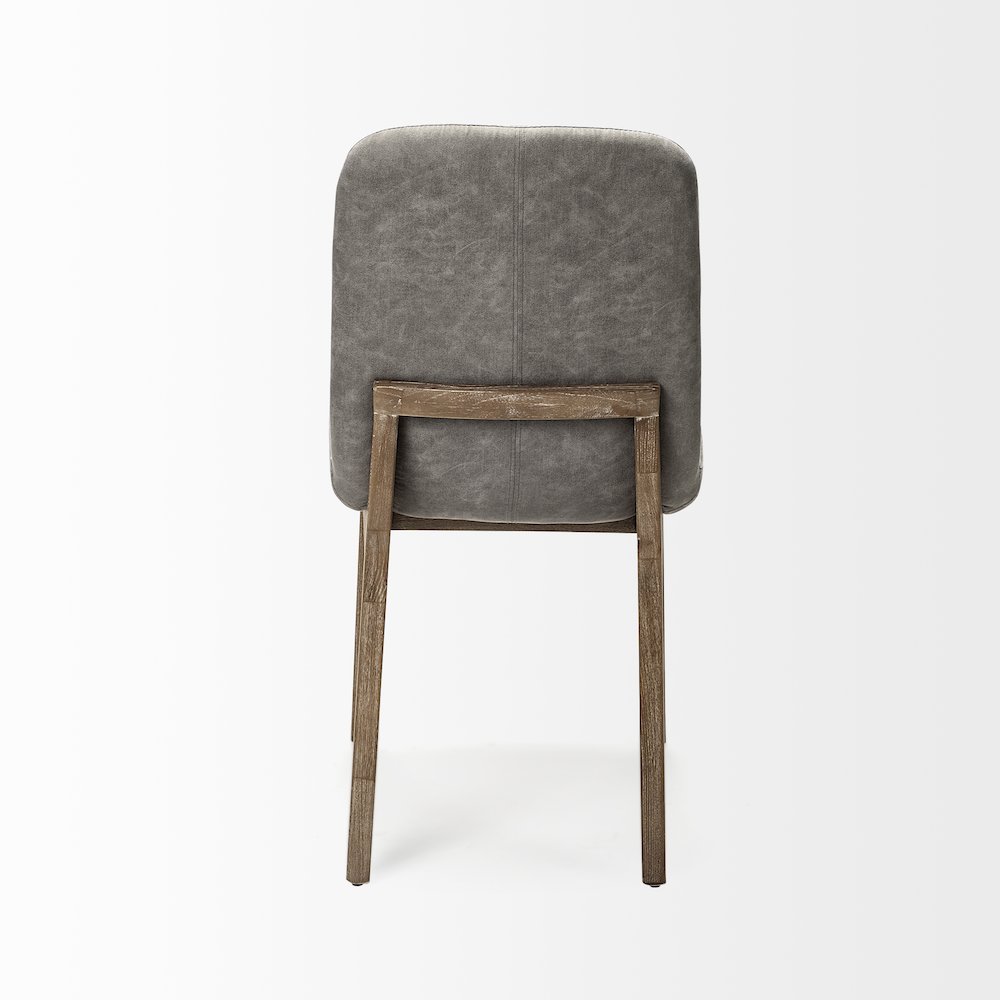 Grey Fabric Wrap Medium Brown Wood Base Dining Chair. Picture 6